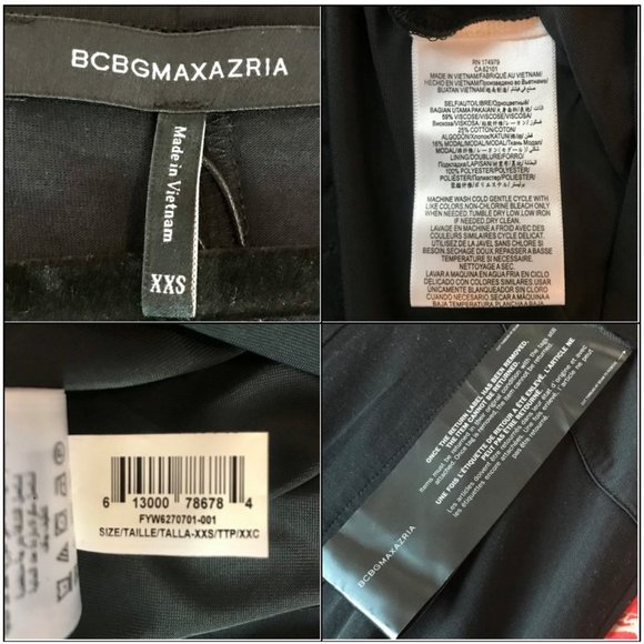 *NWT* BCBGMaxAzria Black Cap-Sleeve V-Neck A-Line Dress - Size XXS - Picture 14 of 15